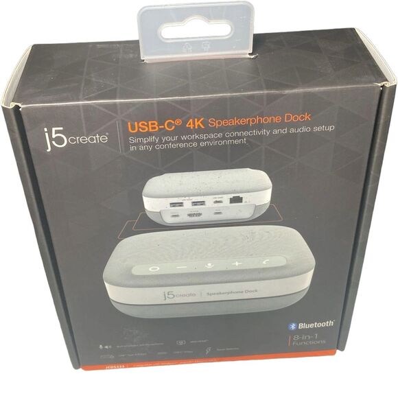USB‑C Hub 8‑in‑1 4K Dock with Speakerphone, Ethernet, PD – j5create JCDS335 New - Picture 1 of 10